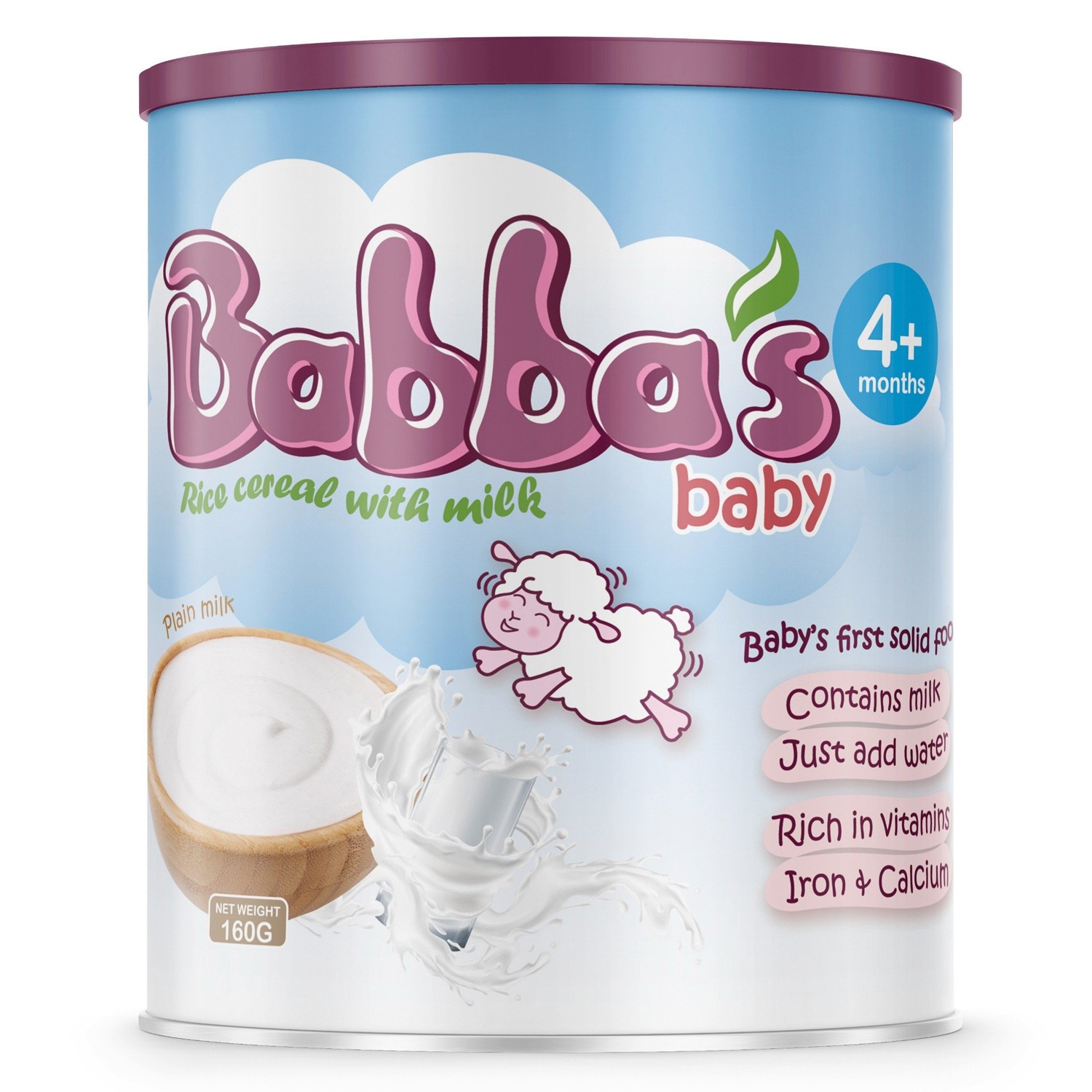 Bột ăn dặm Babba's Baby vị Gạo sữa 4M+