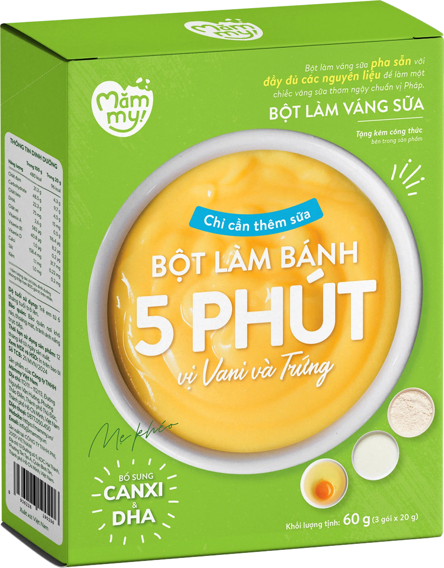 Bột làm váng sữa Mammy vị vani 6m+ (3 gói x 20g)