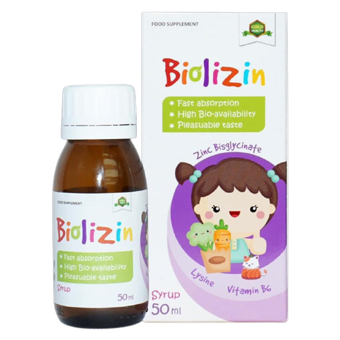 Kẽm hữu cơ Biolizin 50ml dạng siro vị đào 1 lọ