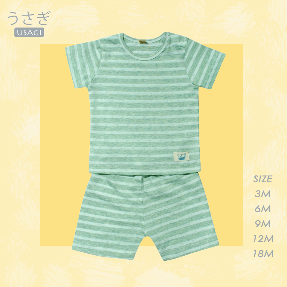 USAGI Bộ cài vai cộc kẻ tim oliu