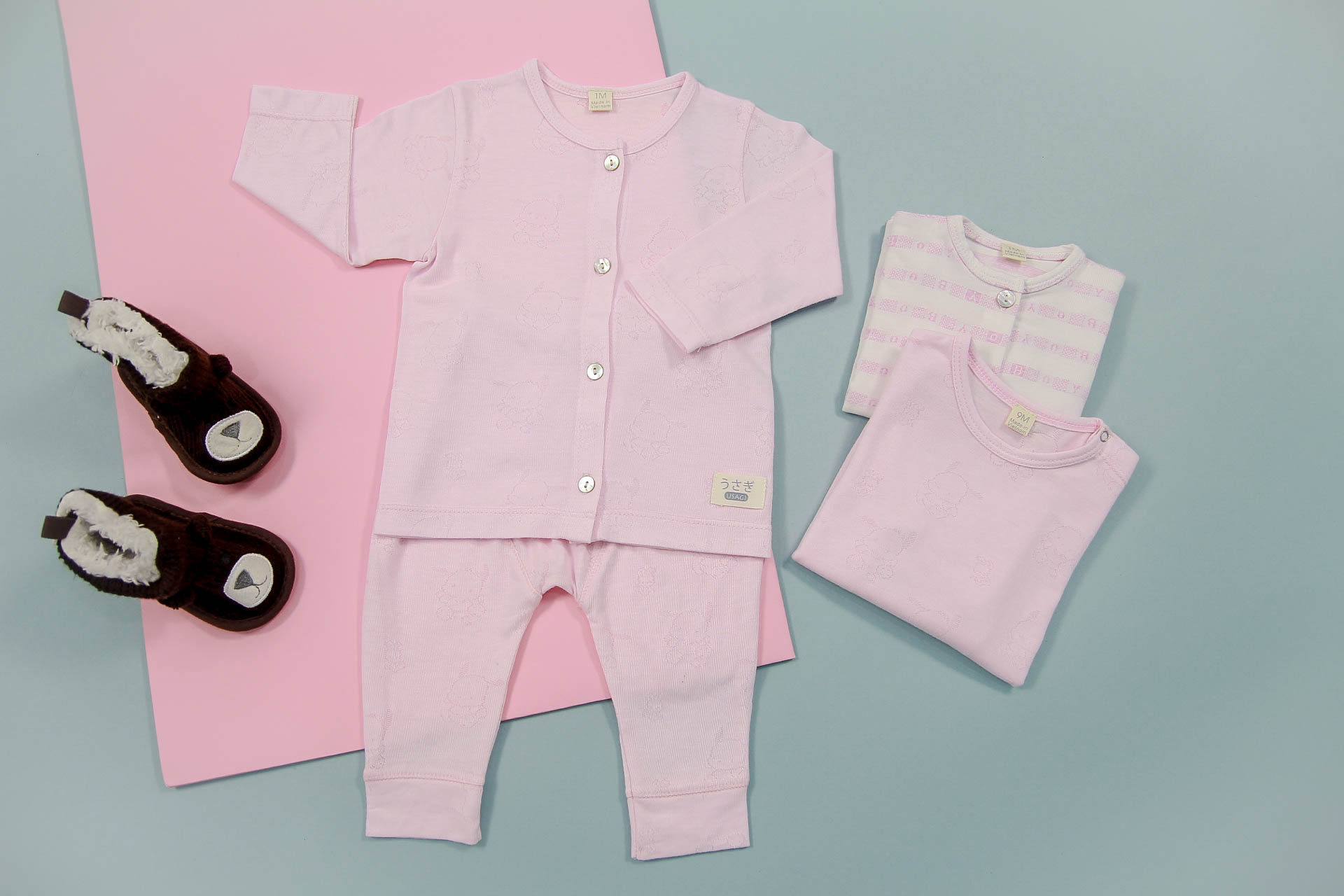 USAGI Bộ cài thẳng dài gấu 0M