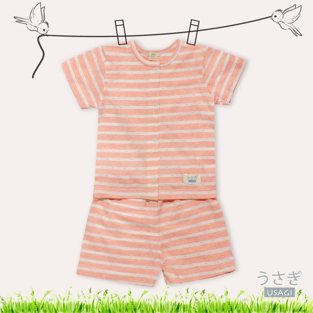 USAGI Bộ cài thẳng cộc kẻ tim cam