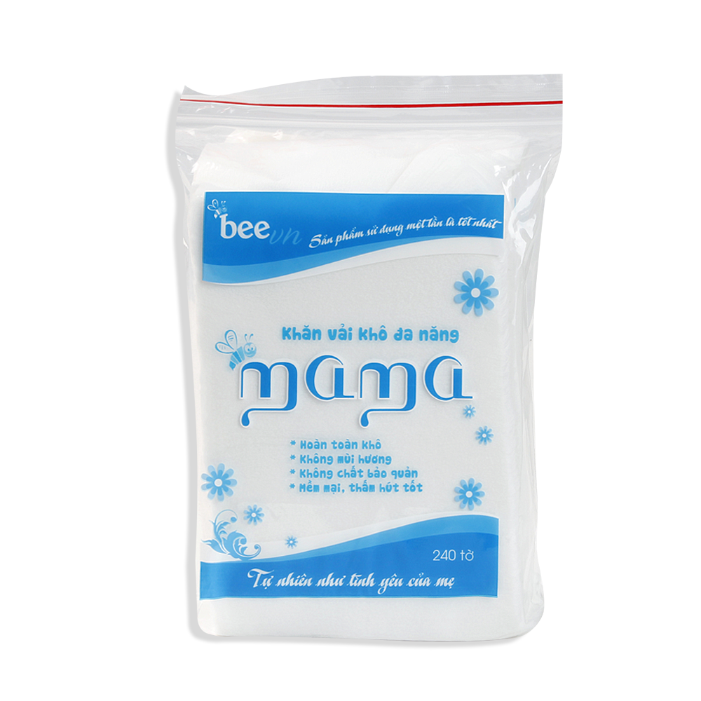 Mama - Khăn vải khô đa năng túi nilon (240 tờ)