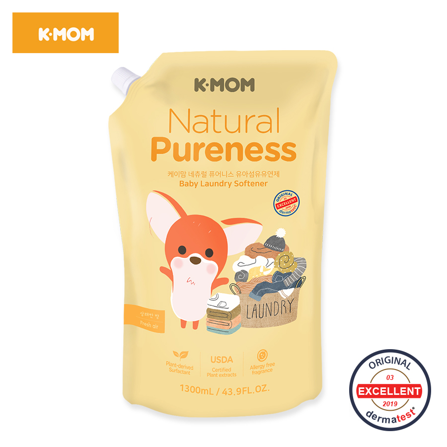 Nước xả vải sơ sinh chiết xuất thảo mộc tự nhiên K-Mom Hàn Quốc dạng túi (1300ml)