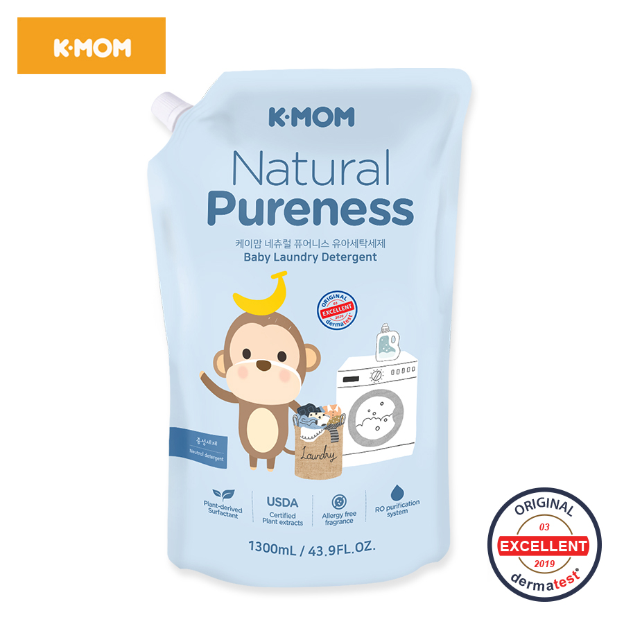 Nước giặt đồ sơ sinh chiết xuất thảo mộc tự nhiên K-Mom Hàn Quốc dạng túi (1300ml)