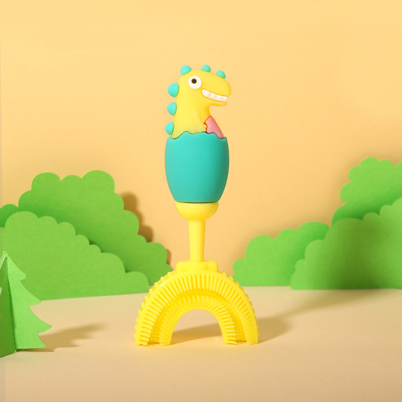 Bàn chải đánh răng chữ u silicol hình khủng long từ 2-6 tuổi