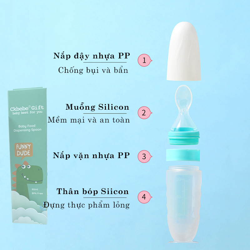 Bình thìa ăn dặm silicol cao cấp ckbebe