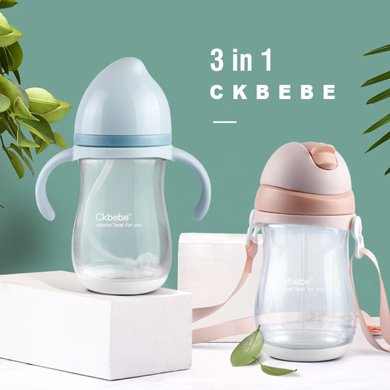 Bình uống nước có dây đeo và tay cầm CKbebe chất liệu nhựa PP 240ml