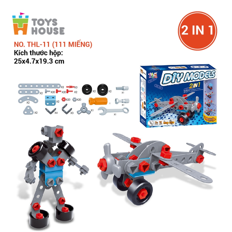 Bộ đồ chơi lắp ghép 3D mô hình máy bay, rô bôt 111 chi tiết Toyhouse 0620-TH111-TLH-11