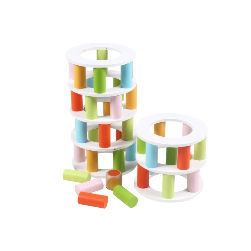 Bộ Xếp Chồng Cân Bằng Nhiều Màu Sắc Kèm Rút Gỗ Và Cờ Cá Ngựa - Montessori Giáo Dục Sớm