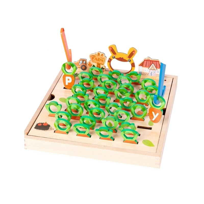 Bộ Đồ Chơi Gỗ Nông Trại Xếp Hình Cà Rốt Có Kèm Chữ Cái, Chữ Số - Montessori Giáo Dục Sớm