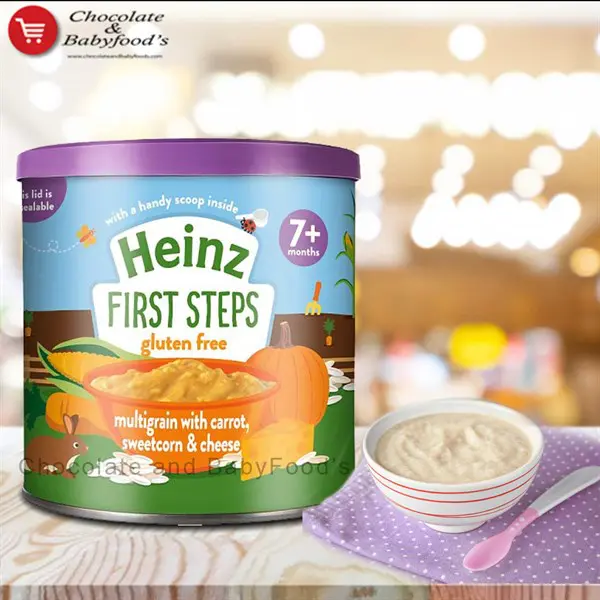 Bột ăn dặm Heinz Anh 7 tháng vị bí đỏ, phô mai, cà rốt dạng lon (240g)