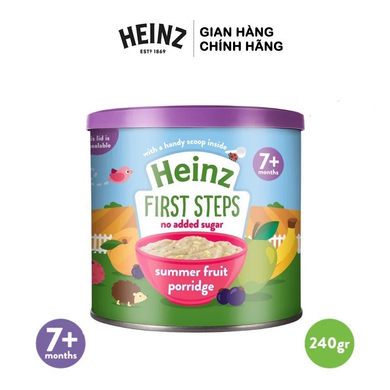 Bột ăn dặm Heinz anh vị Cháo trái cây mùa hè 7 tháng ( dạng lon )