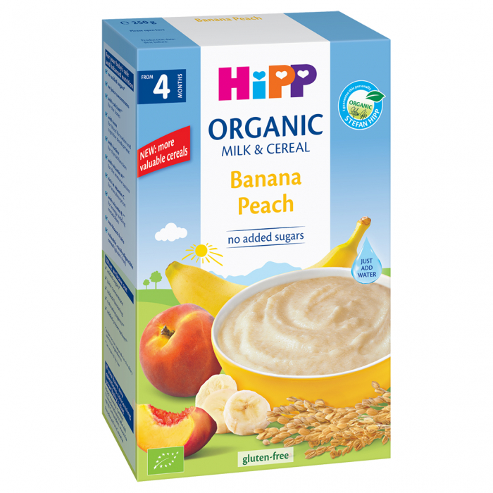 Bột sữa DD hoa quả HiPP Organic - Chuối, đào 250g