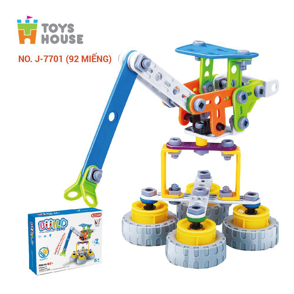 Đồ Chơi Giáo Dục Stem - Bộ Đồ Chơi Lắp Ghép Build&Play Mô Hình Cần Cẩu 92 Chi Tiết Toyhouse