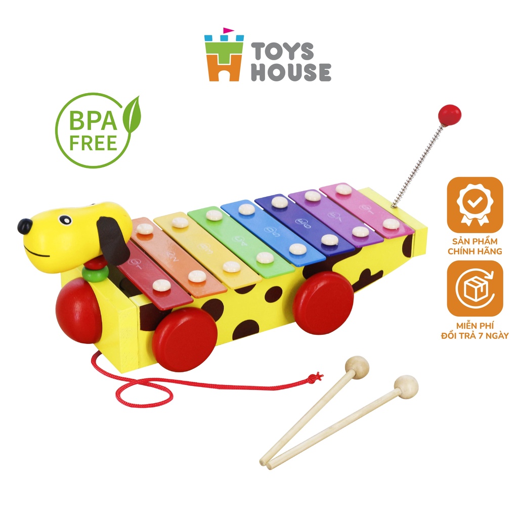 Đồ Chơi Gỗ - Đàn Cho Bé Kết Hợp Xe Kéo Hình Cún – Đàn Xylophone ...