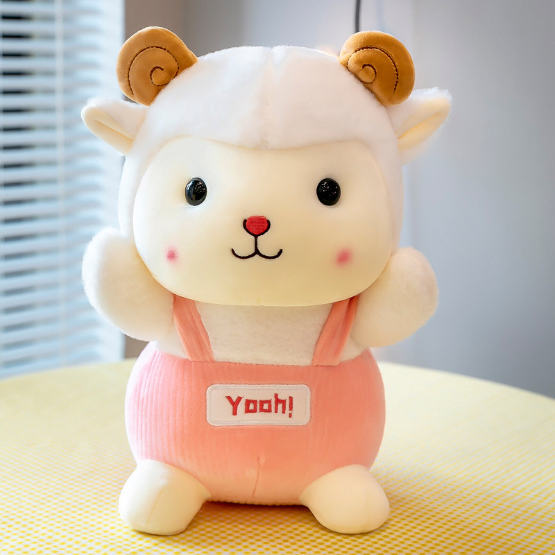 Cừu bông mặc yếm 25cm màu hồng