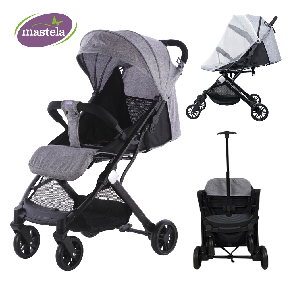 Xe đẩy cao cấp gập gọn có tay kéo Mastela HN-275, màu ghi