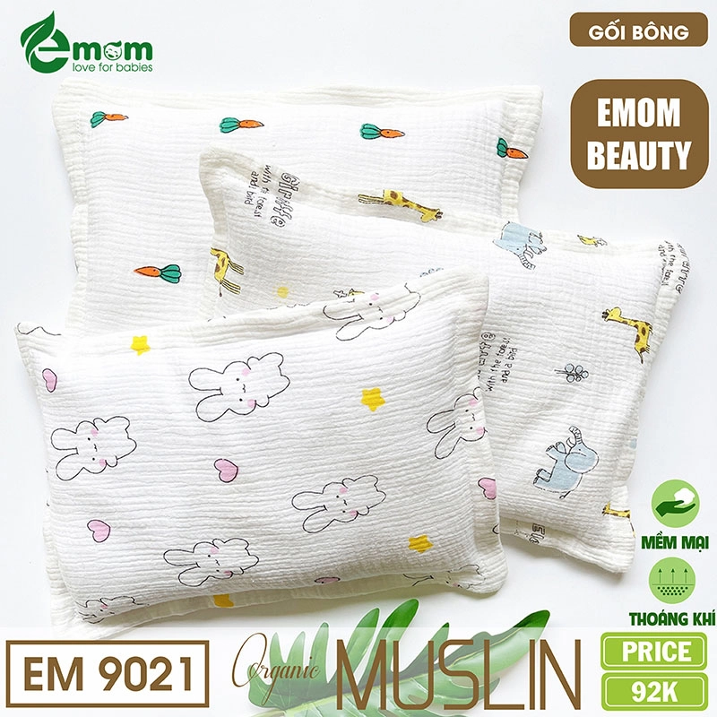 Gối bông Muslin EMOM BEAUTY