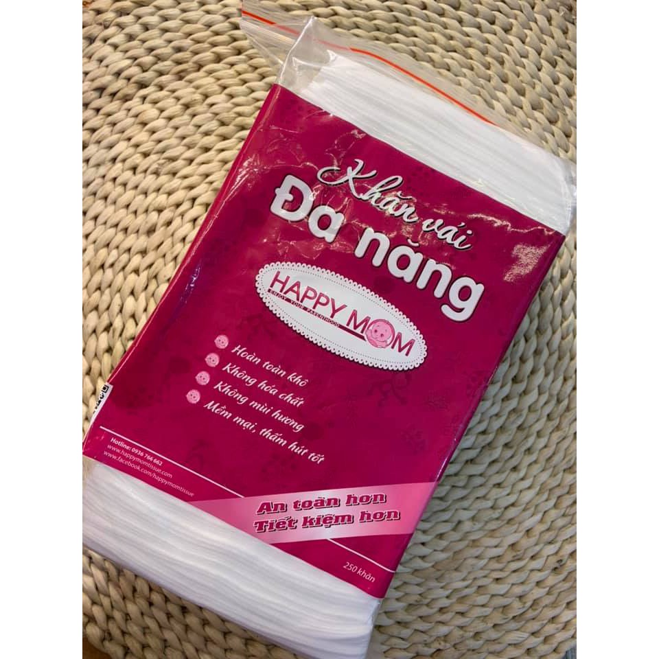 Happymom - khăn vải khô đa năng 250pcs (14x20)
