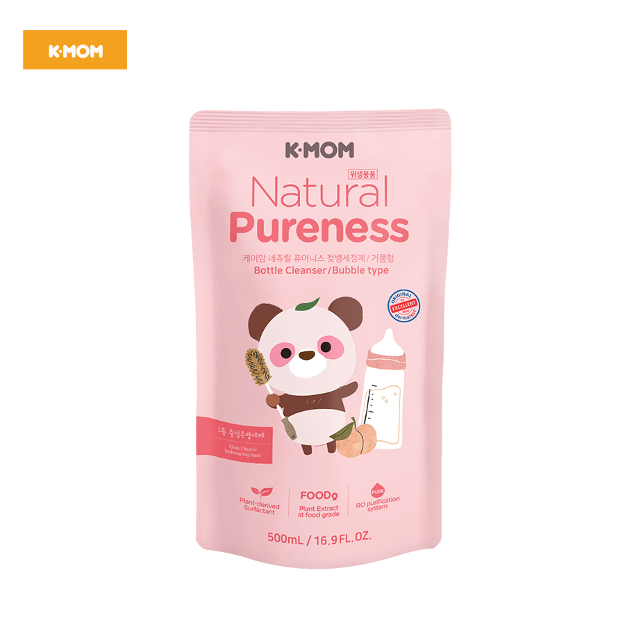 Nước rửa bình & rau quả chiết xuất thảo mộc tự nhiên K-Mom Hàn Quốc túi 500ml