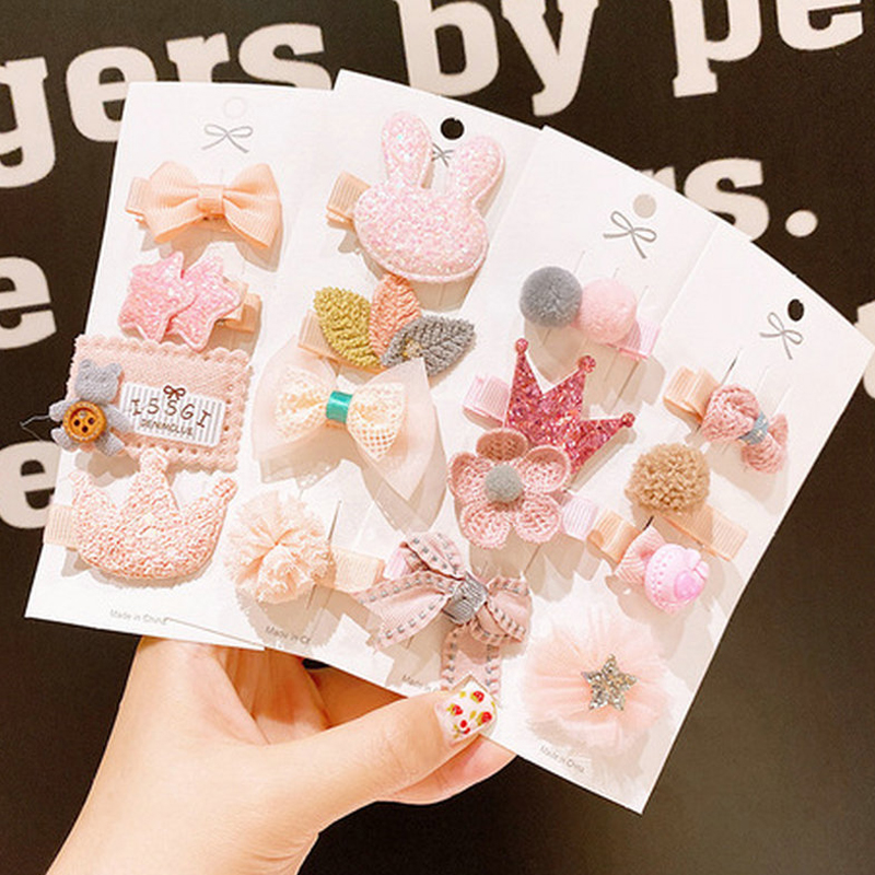 Set 4 kẹp tóc bé gái phong cách Hàn Quốc