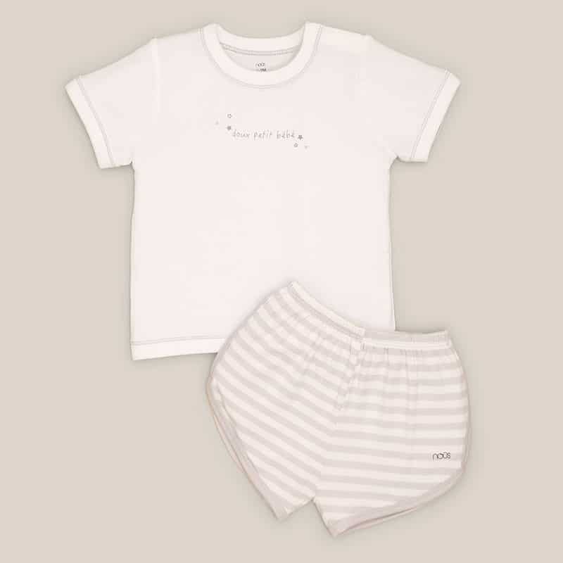 NOUS Bộ cài vai cộc kẻ ghi trắng hình sao cho trẻ từ 6M - 12M