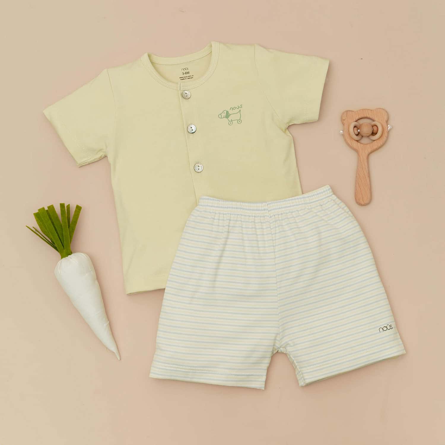 NOUS Cài thẳng cộc Petit kẻ hai xanh