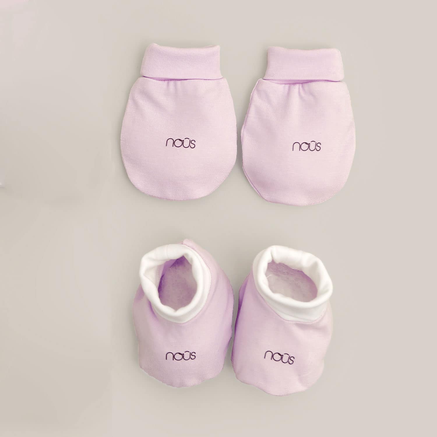 NOUS Set bao tay bao chân bo tím nhạt FS