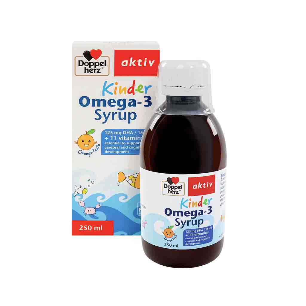 Siro Doppel Herz bổ sung Omega-3 và Vitamin cho trẻ em 250ml