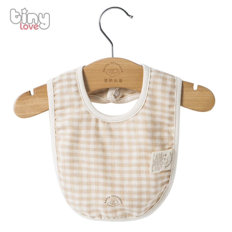 Yếm chữ U giữ ấm cổ 100% ORGANIC cotton Tinylove, màu be kẻ karo TL1220-YU4-Beke