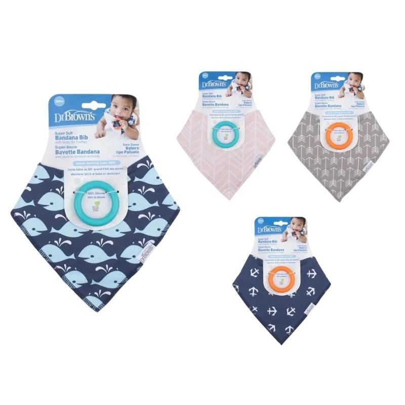 Yếm Cotton Siêu Mềm Kèm Ngậm Nướu Silicone Dr.Brown's Bandana