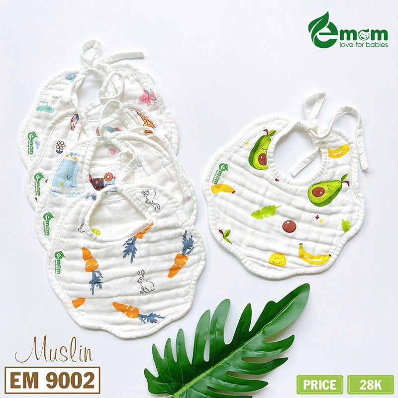 Yếm xô Muslin Emom -tròn dây