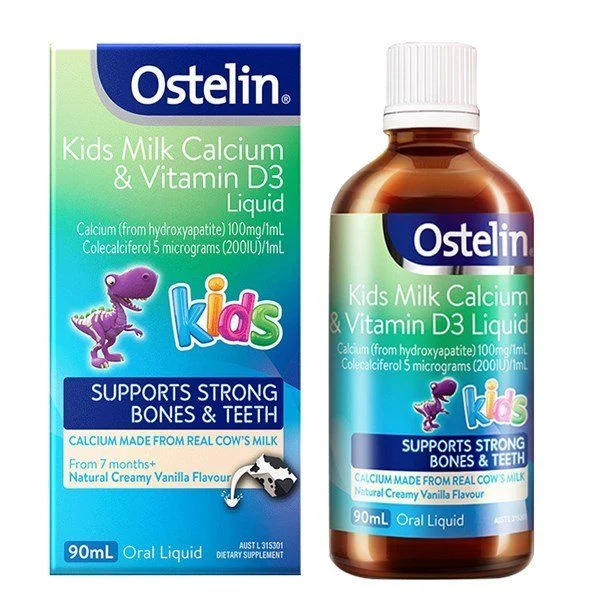 Ostelin Kids Milk Calcium & Vitamin D3 Liquid 90ml của Úc 7M+